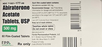 Bottle Label (Abiraterone Acetate Tablets Usp 500 mg Label)